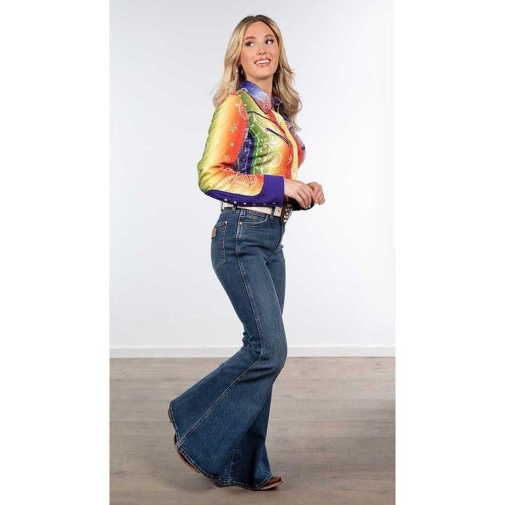 Wrangler X Lainey Wilson Rainbow Bandana Western Snap Shirt - Picture 4 of 14